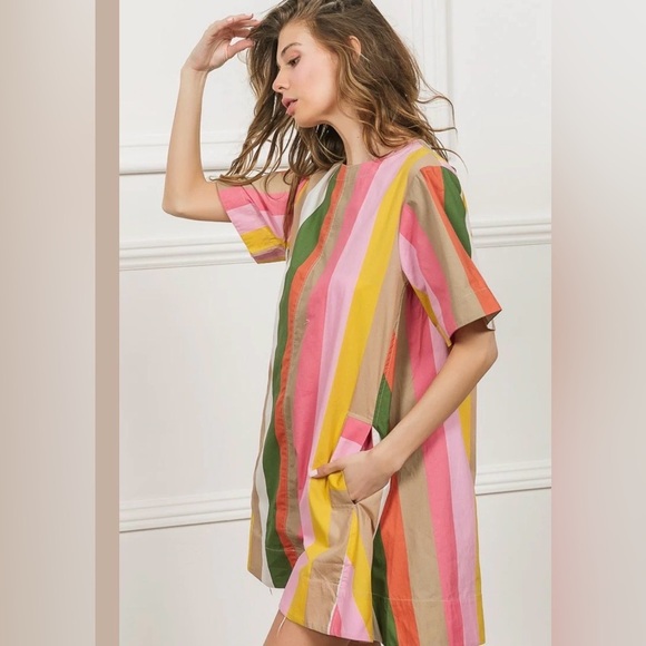 Boutique Bibi Multicolor Striped A-Line Dress - Picture 2 of 6